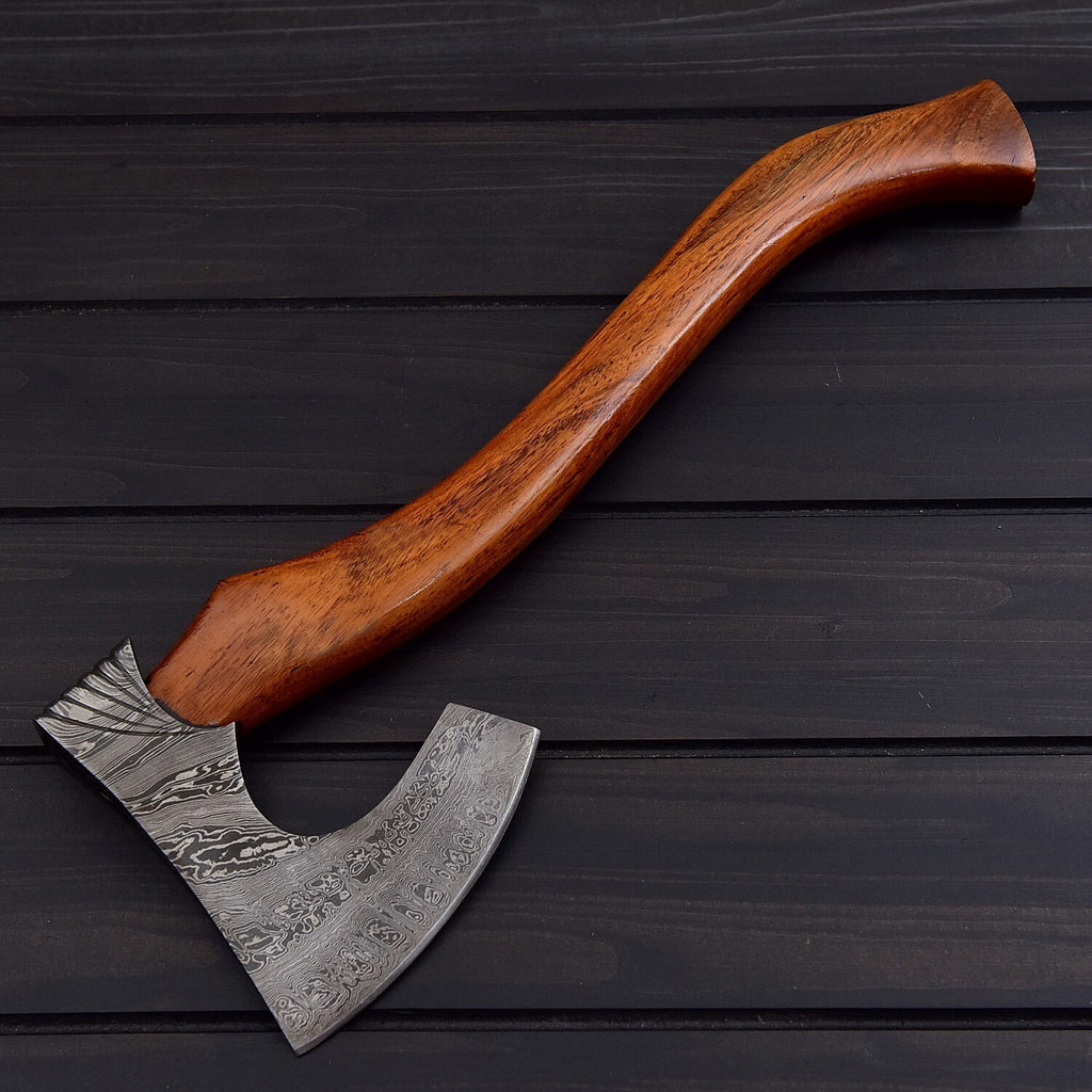 Hand Forged Damascus Viking Tomahawk Battle Ready Axe for Warriors Collectors & Outdoor Survival USA